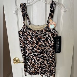 Miraclesuit Dazzle Animal Print Tankini Swimsuit 10 Top Only
